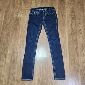 True Religion Women's Blue Jeans With White Stitching, Size 25